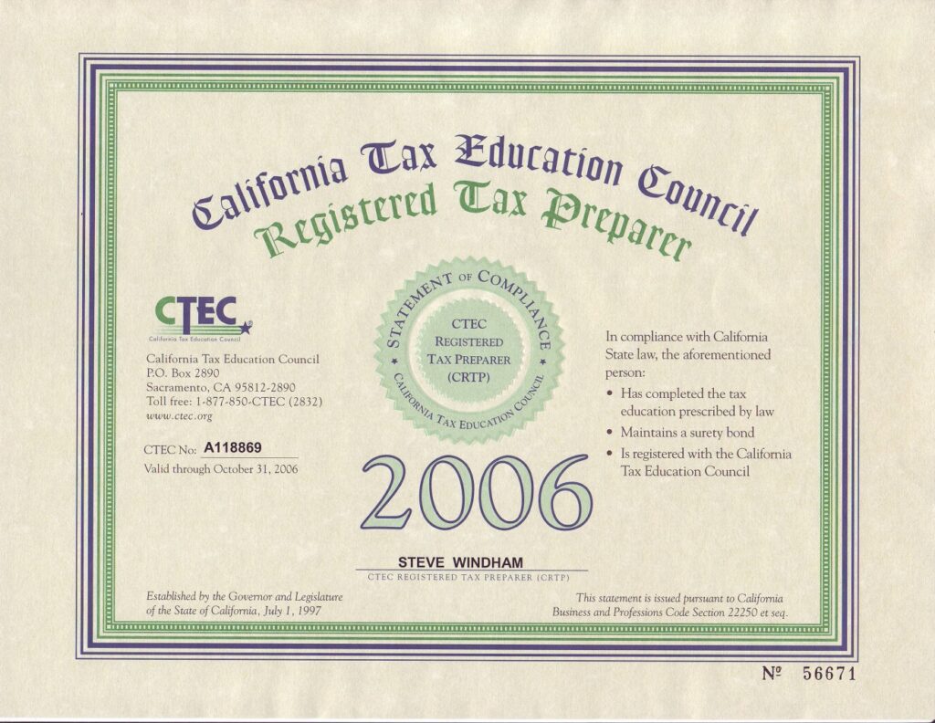 Accounting and Taxation (CE & CPE) – STEVE M. WINDHAM, LLM, MBA, EA