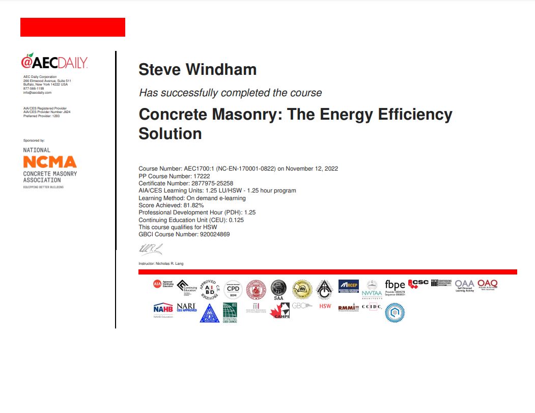 Concrete Masonry -- The Energy Efficiency Solution